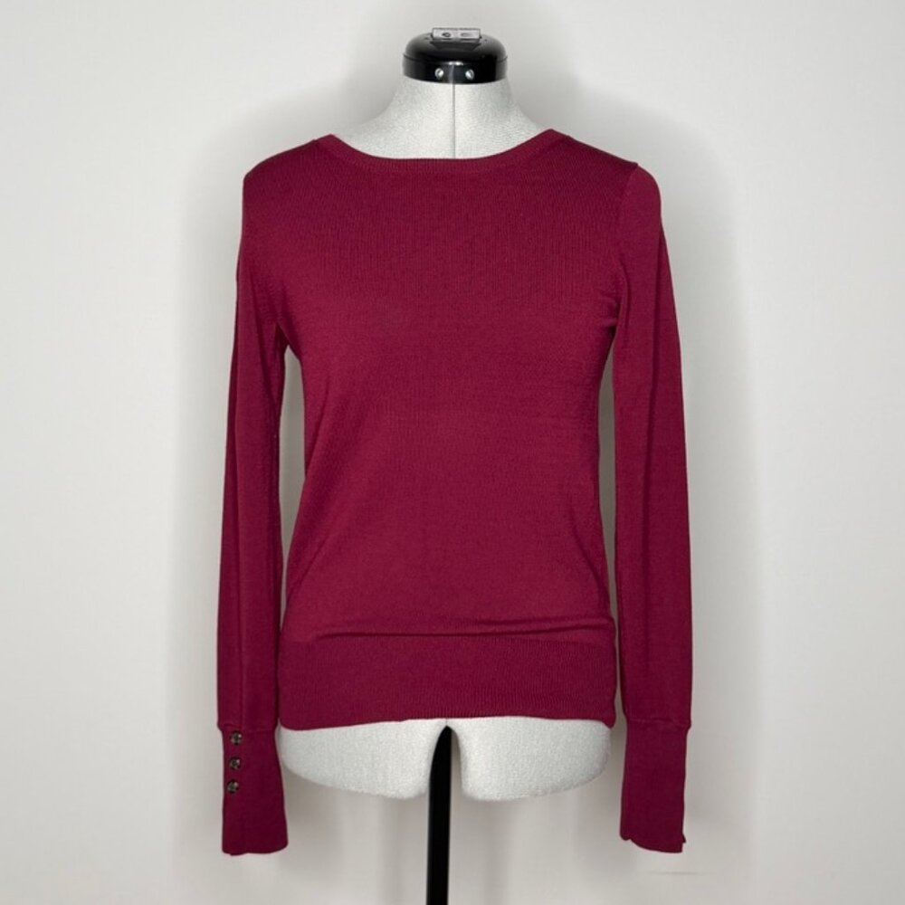 Ann Taylor Long Sleeve Button-Cuff Sweater
